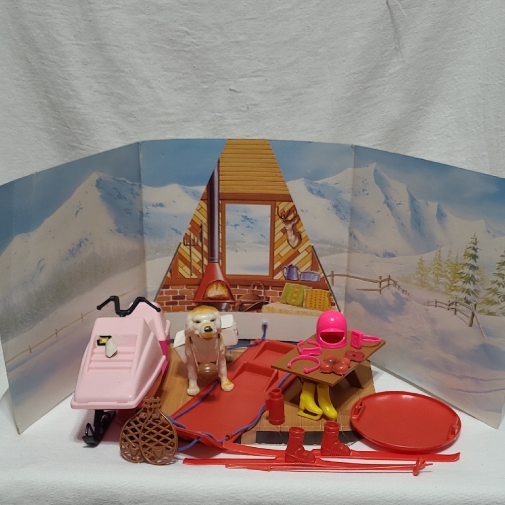 Barbie Doll Year 1984 Arco Brand Winter Holiday Playset *incomplete*